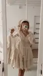 ORIANA dla mamy, elegancka koronkowa sukienka beż