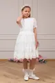 MARGOT elegancka koronkowa sukienka na komunię krótki rękaw -  Ubrania dla dziewczynek Milulove