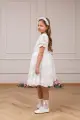 MARGOT elegancka koronkowa sukienka na komunię krótki rękaw -  Ubrania dla dziewczynek Milulove