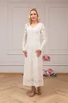 SERENITY , elegancka koronkowa sukienka beżowa, maxi, dla mamy