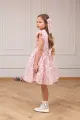 Pilar, koronkowa sukienka dla dziewczynki w kwiaty, pudrowy róż, bez rękawów -  Ubrania dla dziewczynek Milulove