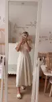 ORIANA dla mamy, elegancka koronkowa sukienka beżowa, maxi