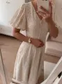 ORIANA dla mamy, elegancka koronkowa sukienka beżowa, maxi -  Ubrania dla dziewczynek Milulove