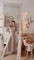 WERA dla mamy, elegancka lniana sukienka beżowa, maxi -  Ubrania dla dziewczynek Milulove