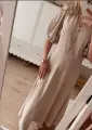 WERA dla mamy, elegancka lniana sukienka beżowa, maxi -  Ubrania dla dziewczynek Milulove