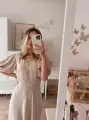WERA dla mamy, elegancka lniana sukienka beżowa, maxi -  Ubrania dla dziewczynek Milulove