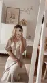WERA dla mamy, elegancka lniana sukienka beżowa, maxi -  Ubrania dla dziewczynek Milulove