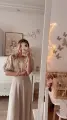 WERA dla mamy, elegancka lniana sukienka beżowa, maxi -  Ubrania dla dziewczynek Milulove