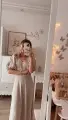 WERA dla mamy, elegancka lniana sukienka beżowa, maxi -  Ubrania dla dziewczynek Milulove