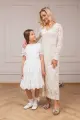 SERENITY , elegancka koronkowa sukienka beżowa, maxi, dla mamy -  Ubrania dla dziewczynek Milulove