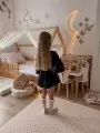 Hailey, Zestaw, komplet lniany koszula i spódnico spodenki dla dziewczynki, granatowy -  Ubrania dla dziewczynek Milulove